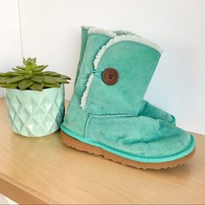 UGG Teal Sheepskin And Wool Boots